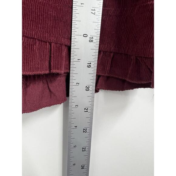 Sandro Womens Ruffle Corduroy Jacket Sz M Red Burgundy Zip Mock Neck Y2K - Picture 8 of 10